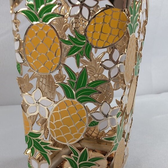 Bath & Body Works Pineapple Plumeria Soap Holder Gold White Summer Flowers - Picture 9 of 13